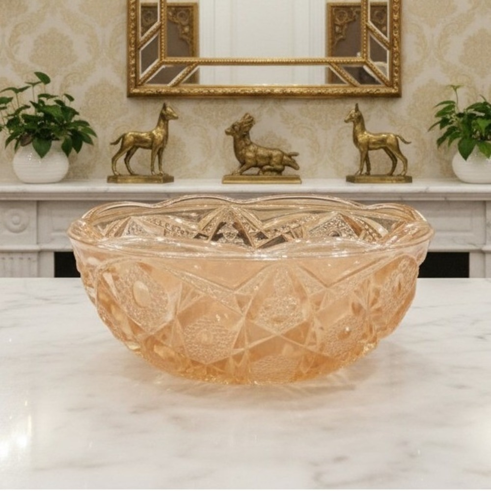 Imperial Glass Marigold Serving Bowl, Vintage Iridescent Carnival Glassware